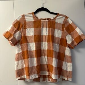 ❌SOLD❌MADEWELL Boxy Button-back top plaid linen